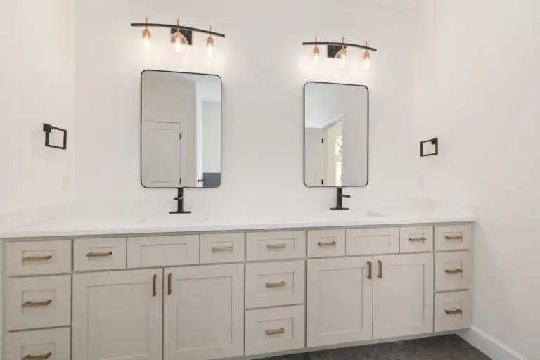 Modern bathroom vanity with mirror lighting