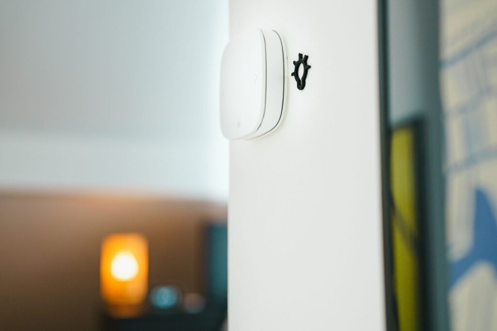 Smart light switch installed on a wall in a modern home